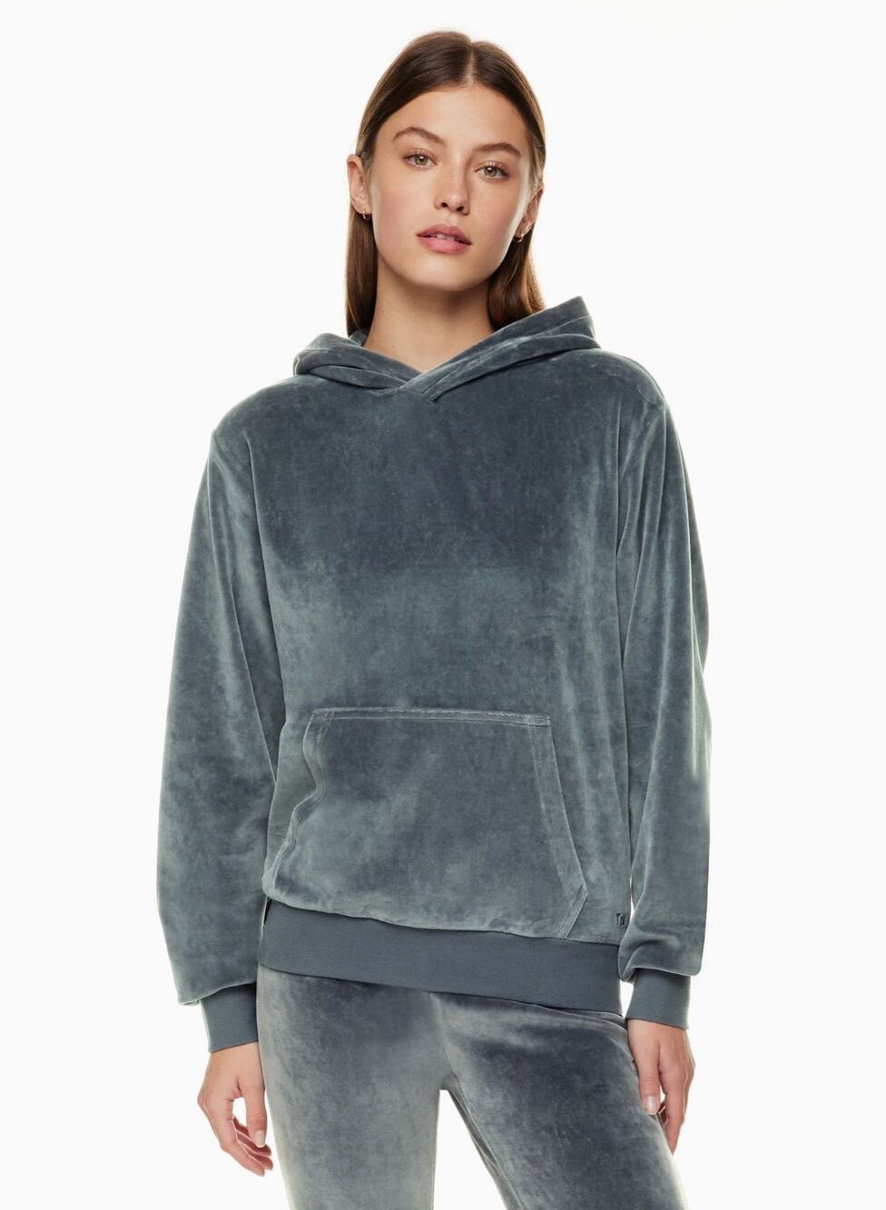 Aritzia TNA Velour Hoodie Charcoal Gray Size Medium